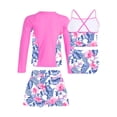 thumbnail image 2 of YONGHS Girls 4 Pieces Swimsuits Rash Guard Swim Set Shirt Crop Top Briefs Shorts Swimwear Bathing Suit Pink 14, 2 of 5