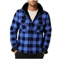 thumbnail image 2 of YueHuiYing Men's Checkered Button-Up Hooded Long-Sleeve Thickened Warm Outwear Sports Coat Jacket, 2 of 5