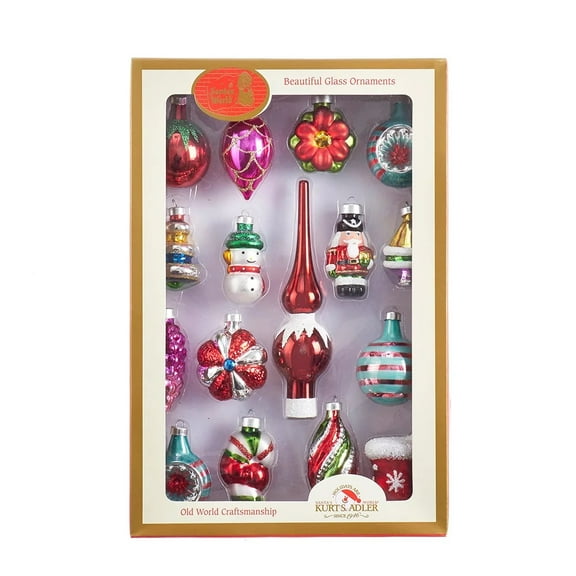Kurt Adler Early Years Multi-color Glass Christmas Miniature Ornaments, 12 Count