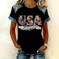 thumbnail image 2 of USA 250th Anniversary Patchwork Tee Short Sleeve Printed Crew Neck Loose Fit Black M, 2 of 4