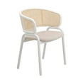 thumbnail image 2 of Leisuremod Ervilla Mid-Century Modern Dining Armchair with White Powder Coated Steel Legs and Wicker Back for Kitchen and Dining Room, Beige, 2 of 13