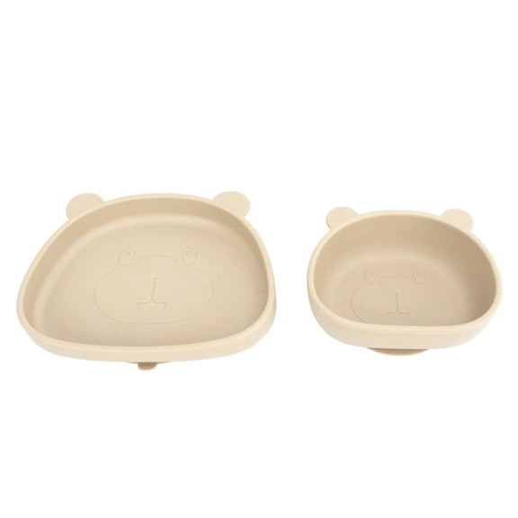 BOKYAN Baby Suction Plate & Bowl Set – Panda‑Shaped Silicone Cups with Powerful Suction, Dishwasher Safe, Fall‑Resistant, Beige