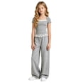 thumbnail image 3 of XIYON Girls Clothes Short Sleeve T Shirt Top and Wide Leg Pants 2 Piece Outfit Set Fall Clothing Sets, 3 of 9