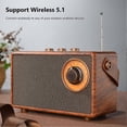 thumbnail image 3 of Radio FM retro portátil de madera con Bluetooth, altavoz de graves, manos libres, reproductor MP3, compatible con USB/tarjeta TF/AUX., 3 of 5