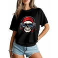 thumbnail image 3 of Women's T-Shirt Skull With Headphones Funny Short Sleeve Casual Tee Classic Crew Neck T Shirt for Women Black, 3XL, 3 of 7