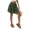 thumbnail image 2 of Jupe Courte Évasée Florale pour Femmes, Mignonne, Taille Haute, à Volants, Mini Jupe de Plage Verte P, 2 of 8