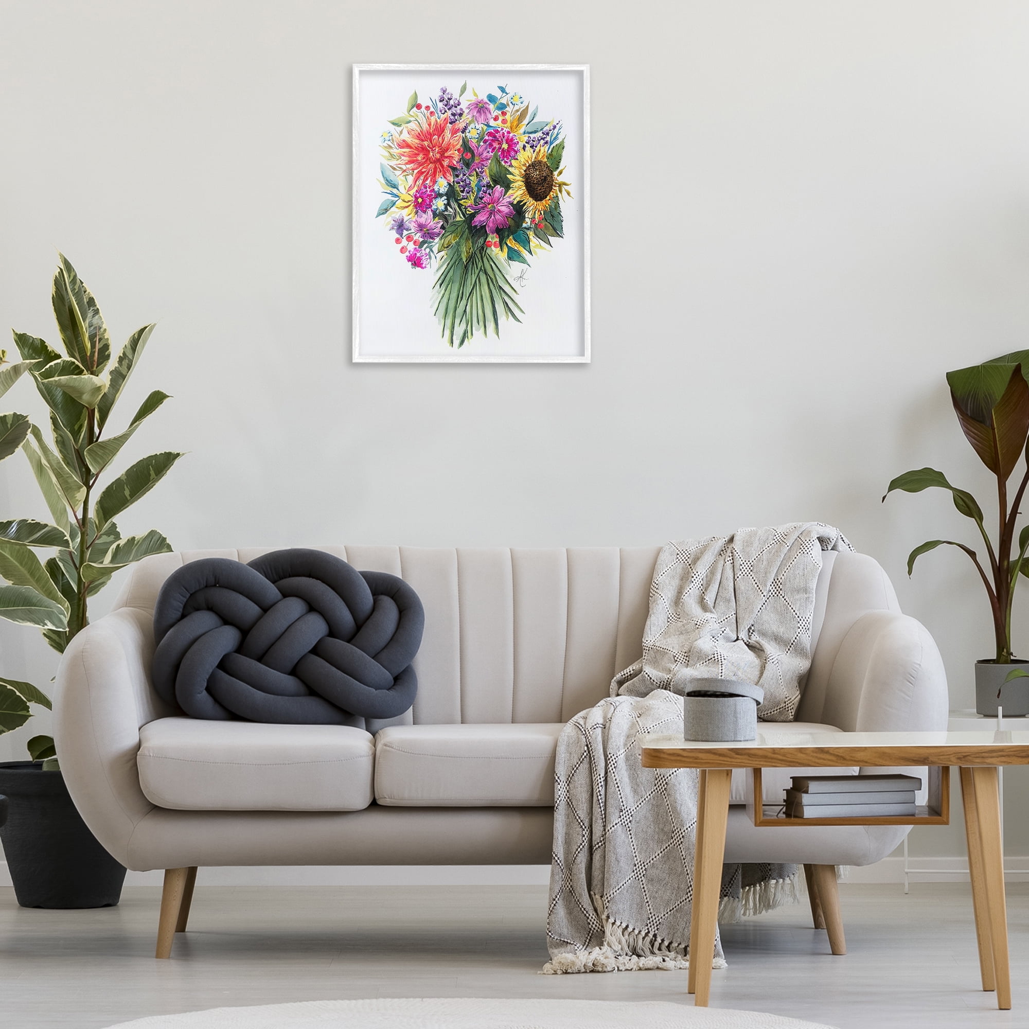 Stupell Industries Bright Wildflower Bouquet Botanical & Floral Painting White Framed Art Print Wall Art, 24 x 30