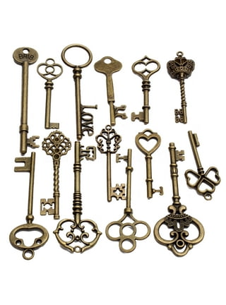 Aokbean Mixed Set of 30 Large Skeleton Keys in Antique Bronze - Set of 30 Keys
