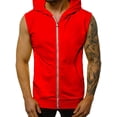 thumbnail image 4 of vastwit Men's Athletic Hoodies Zip Up Gym T-Shirt Bodybuilding Sleeveless Muscles Tees Workout Hooded Red L, 4 of 7