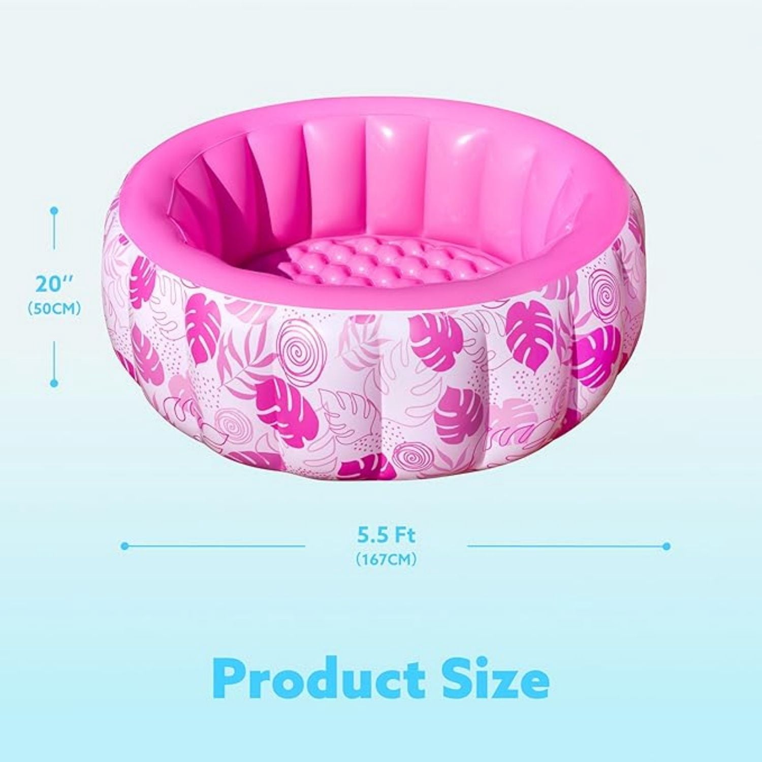 Inflatable Swimming Pool,5.5ft x 20 Inch Full-Sized Blow Up Durable Thickened Luxury Above Ground Family Pool with Comfortable Backrest for Summer Water Party Backyard Garden Lawn,Pink