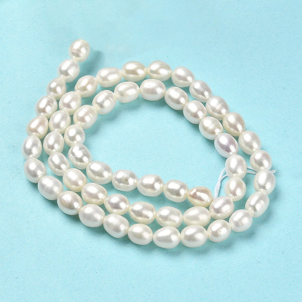 1 Strand Natural Cultured Freshwater Pearl Beads Strands Rice Grade 5A Floral White 5~5.5x4.5~5mm Hole: 0.7mm about 60~61pcs/strand