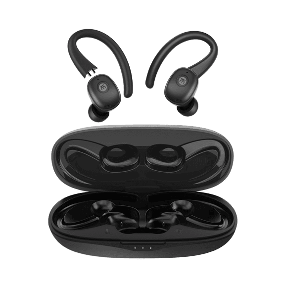 iKmai Active Noise Cancelling bluetooth EarBuds,detachable Earhook, IPX5 Waterproof, for Sports/Workout/Office/Travel