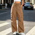 thumbnail image 4 of Aeguzox Womens Pants Elastic Waisted Outdoor Joggers Casual Loose Solid Color Cargo Pants with Multi-Pockets,Sizes S-2XL, 4 of 7