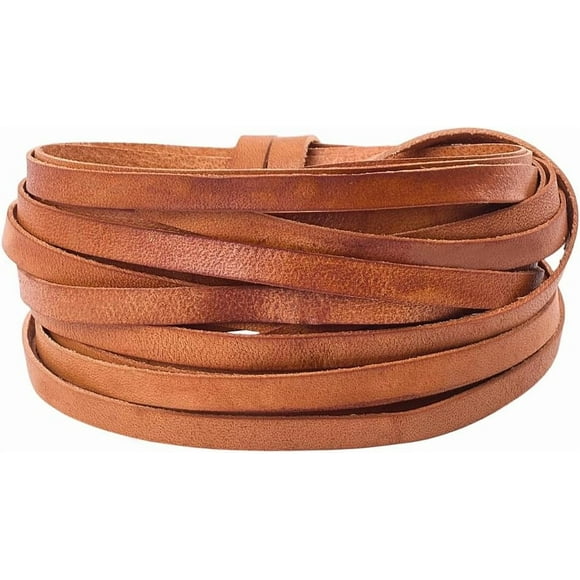 5mx6mmx1mm Real Leather Craft Lace Strips Peru Full Grain Cowhide Genuine Leather Cord String Flat Braiding Thread Rope for Jewelry Making Braiding Bracelets Key Chains