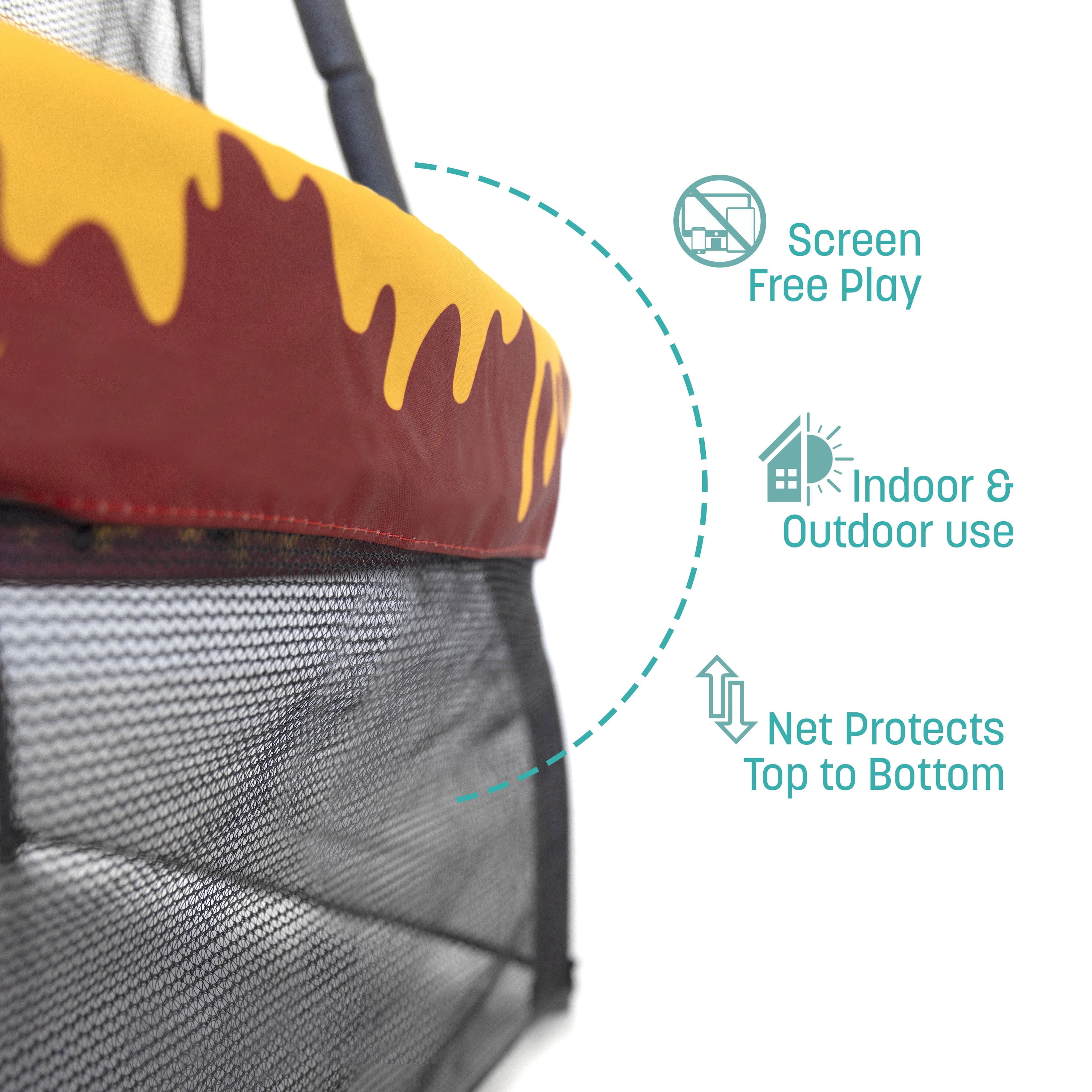 SKYWALKER SPORTS 60" Mini Trampoline with Safety Enclosure Net & Handlebar - Indoor/Outdoor No-Spring Rebounder for Kids & Toddlers, Heavy-Duty Steel Frame