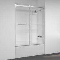 Vinnova Spezia 60" W x 58" H Double Sliding Frameless Glass Tub Door in Brushed Nickel