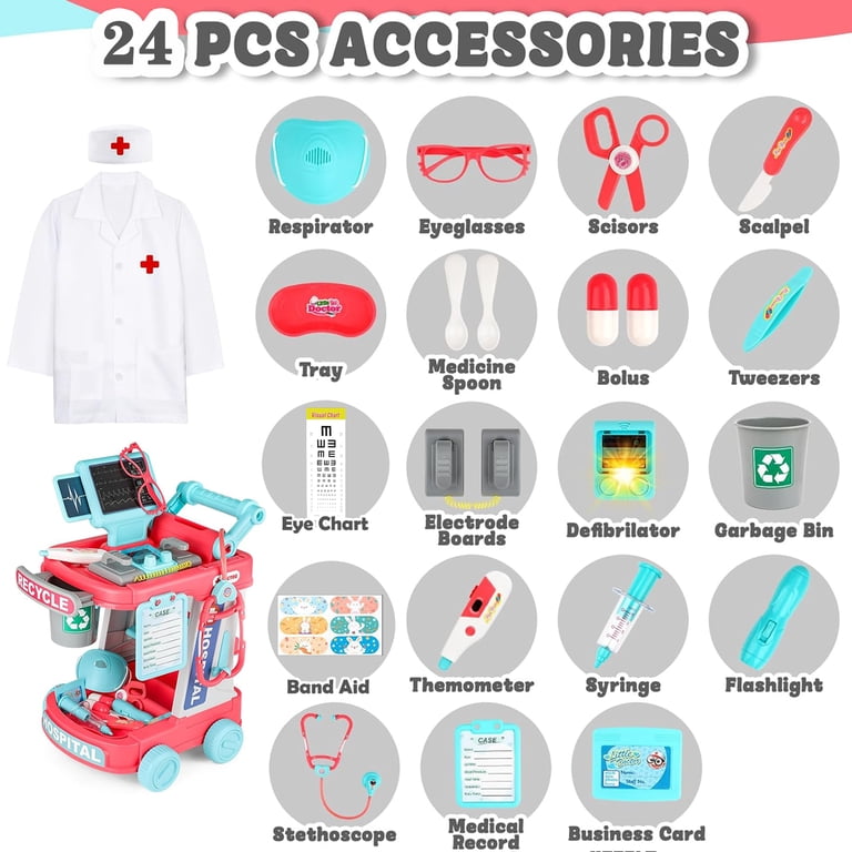 LINXUXIE Kids Doctor Kit for Ages 3-8, 19 Items, Medical Station