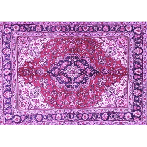 Ahgly Company Indoor Rectangle Medallion Purple Traditional Area Rugs, 8' x 12'