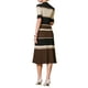 thumbnail image 3 of INSPIRAR CHIC Vestidos de Punto a Rayas para Mujer con Mangas Cortas, Vestido de Suéter Midi Acanalado 2XL Caqui Oscuro, 3 of 4