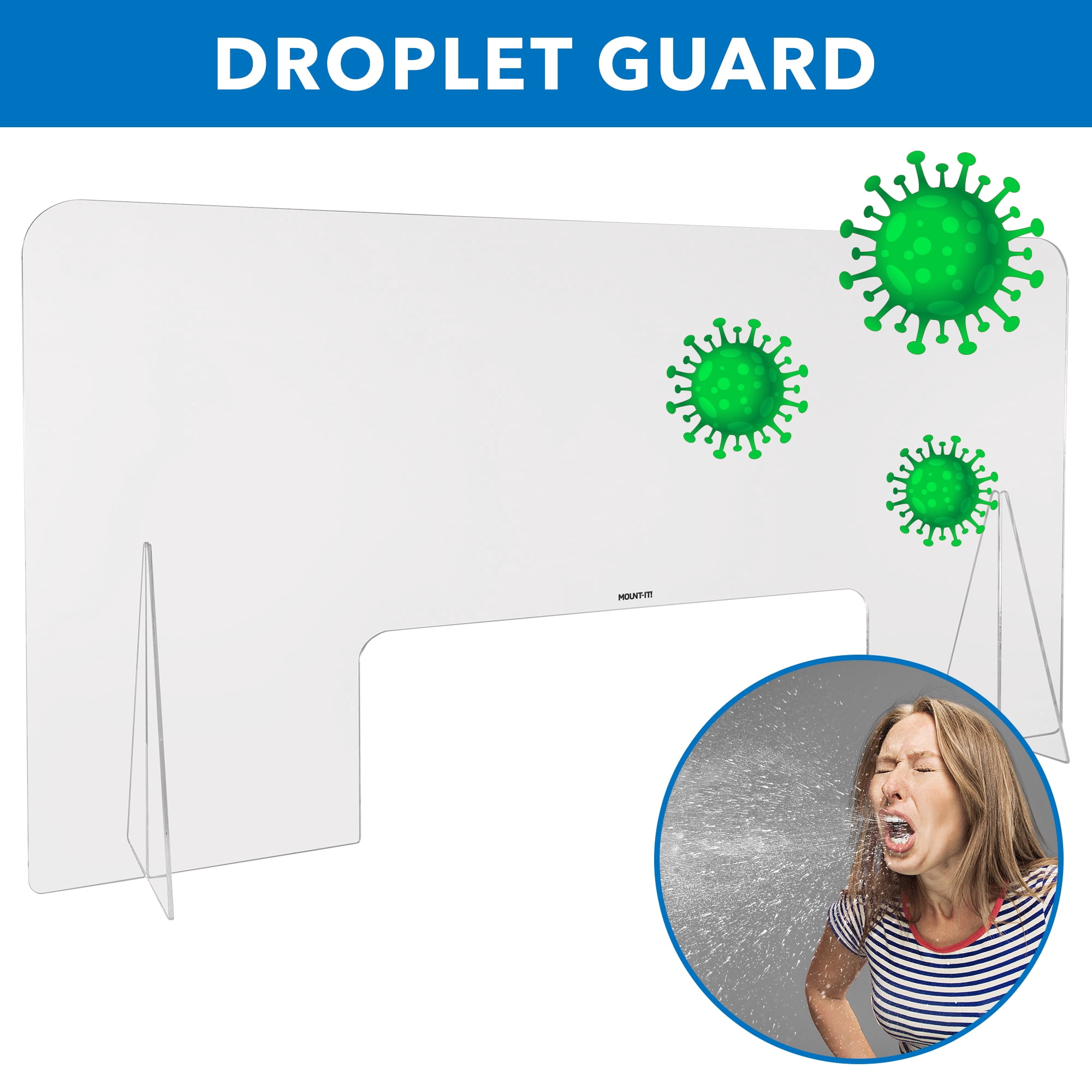 Mount-It! Acrylic Protective Sneeze Guard 47.2" x 23.6" x 9" | Clear Plexiglass