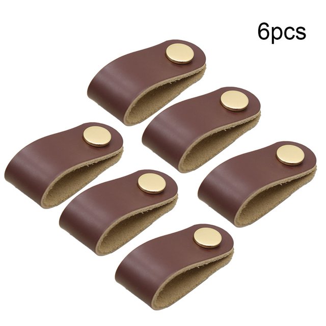 6 Pcs Poignées en Cuir Poignée Porte Armoire Tiroir Bureau Armoire Bouton Mobilier