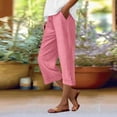 thumbnail image 2 of Olyvenn Womens Summer Capri Pants Wide Leg Elastic Waist Casual Business Pants Loose Work Lounge Trousers with Pockets Pink XL, 2 of 7