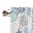 thumbnail image 5 of Half Window Curtains 24 Inches Long, Coastal Window Treatment Curtain Drapes, Summer Beach Nautical Coral Starfish Short Curtains Tiers for Kitchen Over Sink, 27.5"x24", 2 Panels, 5 of 7
