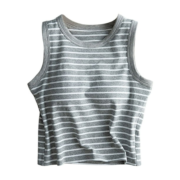 Camisetas sin mangas lisas para mujer con sujetador acolchado incorporado - Camisola básica transpirable - 75 % mezcla de algodón, tallas S-XL para todas las estaciones