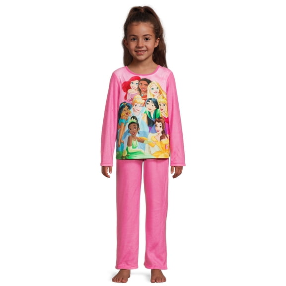 Girls Licensed Character Long Sleeve Top and Pants Sleep Set,  2-Piece, Sizes 4-12