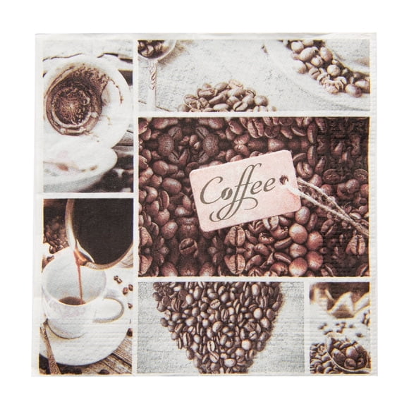 Lot de 20 Serviettes de Déjeuner 3 Épaisseurs Grains de Café - Ensemble de 6