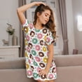thumbnail image 3 of Fotbe Colorful Donuts Bata de Dormir para Mujer con Estampado, Camisón de Algodón de Manga Corta, Ropa de Dormir Casual, 3 of 6