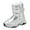 Silver, variant on Kids Slip On Snow Boots Boys Girls Waterproof Warm Faux Furry Lined Winter Mid Calf Walking Booties