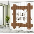 thumbnail image 5 of Ambesonne Log Cabin Shower Curtain, Wooden Square Frame Art, 69"Wx75"L, White Pale Redwood, 5 of 5