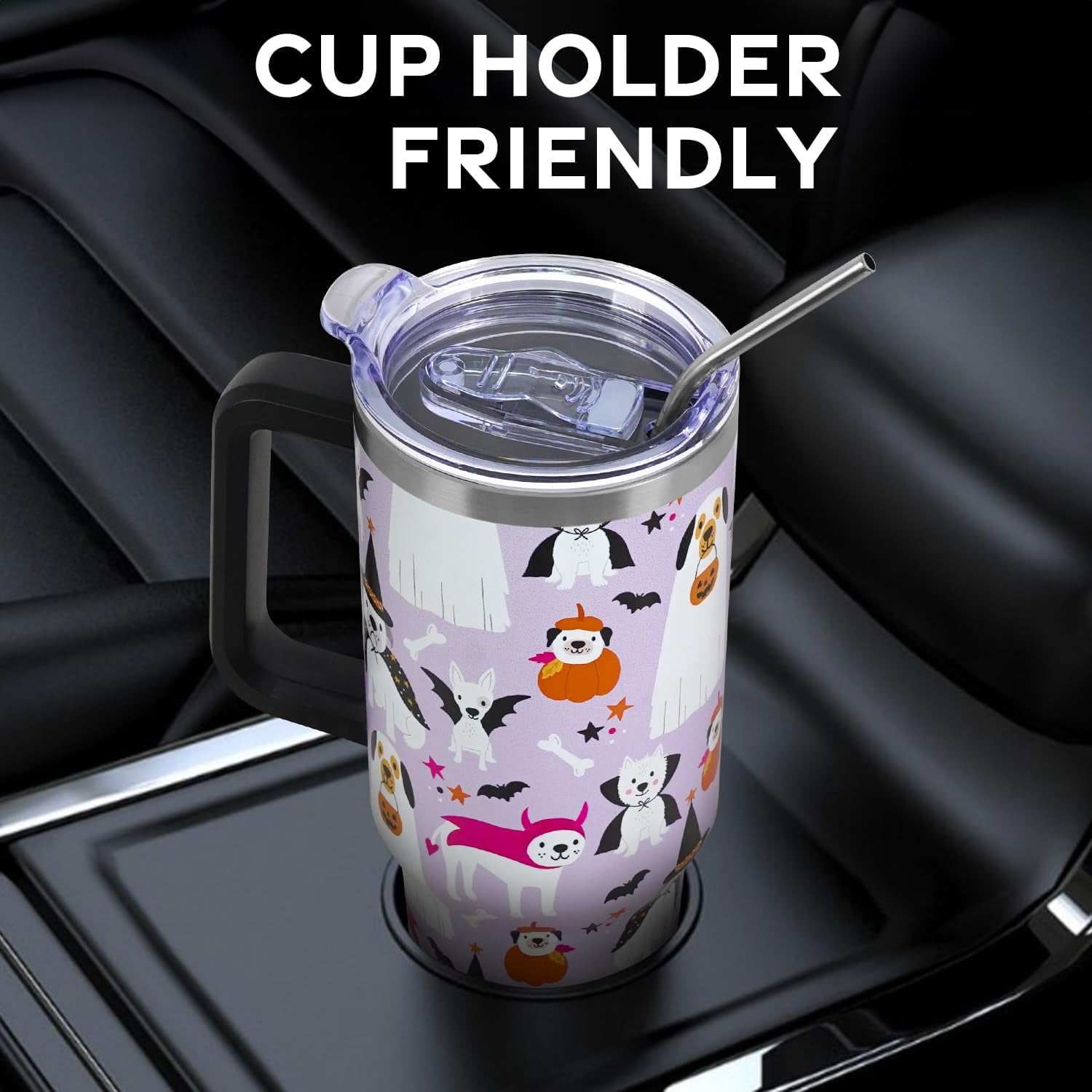 Christmas Gifts 40 oz Tumbler with Handle and Straw Lid,Cute Gifts for Women Santa Claus Sleigh Xmas Tree Vacuum Insulated Leak Proof Tumbler,Winter Holiday Accessories Stainless Steel Coffee Cup Mug