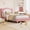 White, variant on Ourlova Twin upholstered Bed Frame for - Adjustable Scallop Headboard with Velvet Platform - No Box Spring Needed-Pink + White