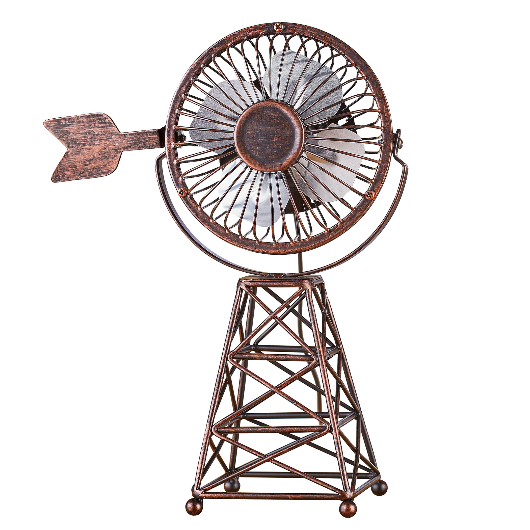 Rustic Farmhouse Appeal Desk Accessory The Lakeside Collection Windmill Themed USB Desktop Fan
