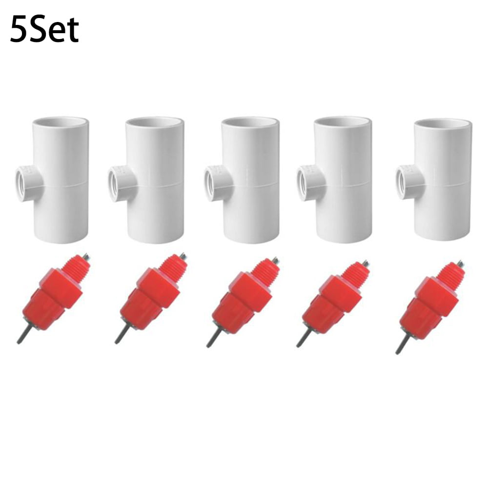 5 Kits Poultry Drinking Nipples Chicken Hen Automatic Water Drinker Fitting Pack 