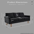 thumbnail image 3 of XIZZI 3 Seater Sofa 71.65" Modern Upholstered Couch,Black, 3 of 7
