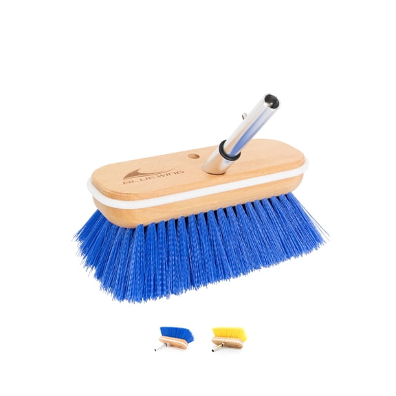 BLUEWING 8in Deck Brush Head with Hard Bristle Marine Scrubbing Washing Brush Outdoor Boat Cleaning Tools, Blue