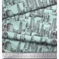 thumbnail image 2 of Soimoi Green Cotton Cambric Fabric Buildings Architectural Print Fabric by Yard 42 Inch Wide, 2 of 3