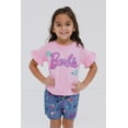 thumbnail image 5 of Barbie T-Shirt and Chambray Shorts Outfit Set Logo Toddler to Big Kid, 5 of 5