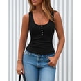 thumbnail image 3 of FreshPretty Spring Tops for Women Summer Scoop Neck Ribbed Henley Button Sleeveless Casual Basic Tank Top Clothes Outfits, 3 of 9