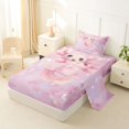 thumbnail image 2 of Manfei Pastel Floral Twin Sheets,Sakura Axolotl Bedding For Girls,Pink,3 Pieces,1 Fitted Sheet and 1 Pillowcase, 2 of 7