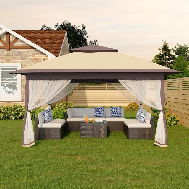 Carpa Plegable 3x3m, Estilo Europeo - Tela Oxford 300D con Recubrimiento Plateado, Altura Extra de 2.65m para Jardín, Camping y Eventos
