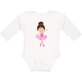 thumbnail image 3 of Inktastic Ballerina, Ballet Girl, Ballet Dancer, Brown Hair Girls Long Sleeve Baby Bodysuit, 3 of 5
