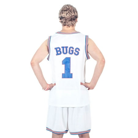 Space Jam Tune Squad Logo Bugs Bunny #1 White Basketball Jersey (Adult