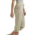 thumbnail image 4 of Mohiass Women's Cargo Capri Pant Cuffed Hem Capris Summer Casual Loose-Fit Cropped Pants Khaki M, 4 of 7