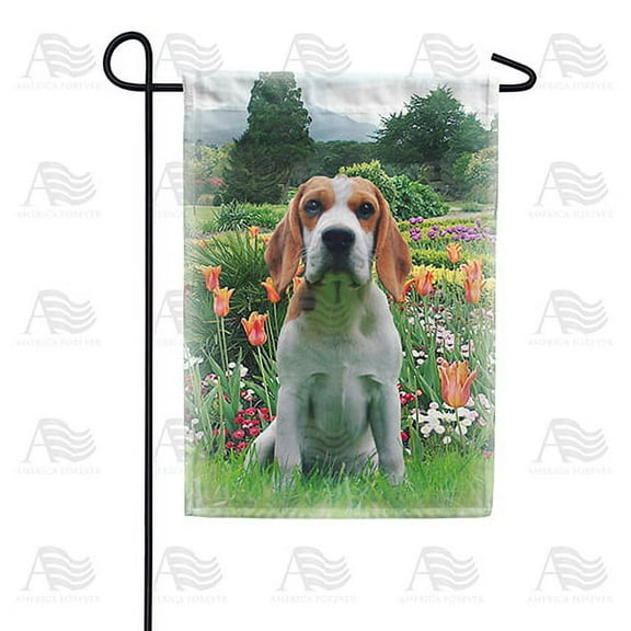 America Forever Spring Dog Garden Flag 12.5 x 18 inches Double Sided Summer Spring Floral, Tulips, Colorful Flags - Seasonal Yard Lawn Outdoor Decorative Beagle Garden Flag