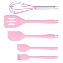 5-Piece Pink Silicone Spatula Set - Heat Resistant Baking & Cooking Utensils