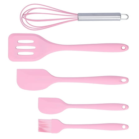 5-Piece Pink Silicone Spatula Set - Heat Resistant Baking & Cooking Utensils